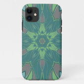 Cartoon Mandala Flower Green en Blue Case-Mate iPhone Case (Achterkant)
