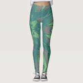 Cartoon Mandala Flower Green en Blue Leggings (Voorkant)