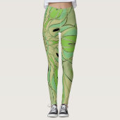 Cartoon Mandala Flower Green en Blue Leggings (Voorkant)