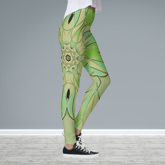 Cartoon Mandala Flower Green en Blue Leggings