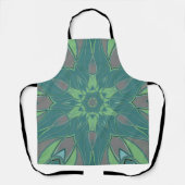 Cartoon Mandala Flower Green en Blue Schort (Voorkant)