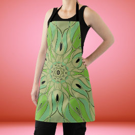 Cartoon Mandala Flower Green en Blue Schort