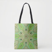 Cartoon Mandala Flower Green en Blue Tote Bag (Voorkant)