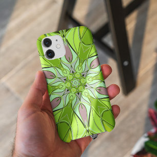 Cartoon Mandala Flower Green en roze Case-Mate iPhone Case