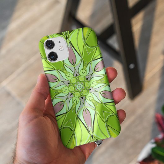 Cartoon Mandala Flower Green en roze Case-Mate iPhone Case