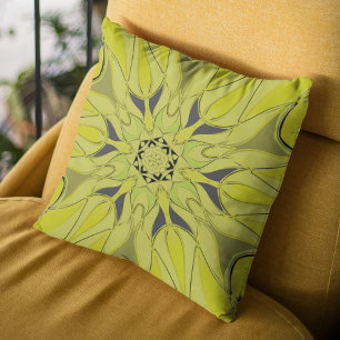 Cartoon Mandala Flower Green Kussen