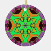 Cartoon Mandala Flower Green Oranje en Paars Keramisch Ornament (Voorkant)
