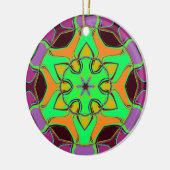 Cartoon Mandala Flower Green Oranje en Paars Keramisch Ornament (Links)