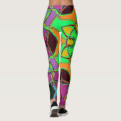 Cartoon Mandala Flower Green Oranje en Paars Leggings (Achterkant)