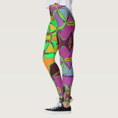 Cartoon Mandala Flower Green Oranje en Paars Leggings (Links)
