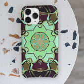Cartoon Mandala Flower Green Paars and Black Case-Mate iPhone Case