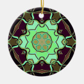 Cartoon Mandala Flower Green Paars and Black Keramisch Ornament (Voorkant)