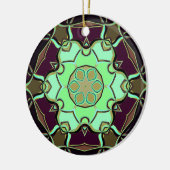 Cartoon Mandala Flower Green Paars and Black Keramisch Ornament (Links)