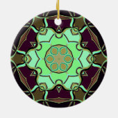 Cartoon Mandala Flower Green Paars and Black Keramisch Ornament (Achterkant)