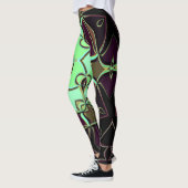 Cartoon Mandala Flower Green Paars and Black Leggings (Links)