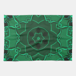 Cartoon Mandala Flower Green Theedoek