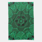 Cartoon Mandala Flower Green Theedoek (Verticaal)