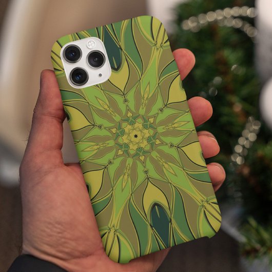 Cartoon Mandala Flower Green Yellow and Blue Case-Mate iPhone Case
