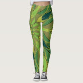 Cartoon Mandala Flower Green Yellow and Blue Leggings (Voorkant)
