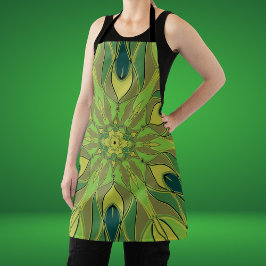 Cartoon Mandala Flower Green Yellow and Blue Schort