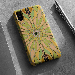 Cartoon Mandala Flower Green Yellow en Oranje Case-Mate iPhone Case