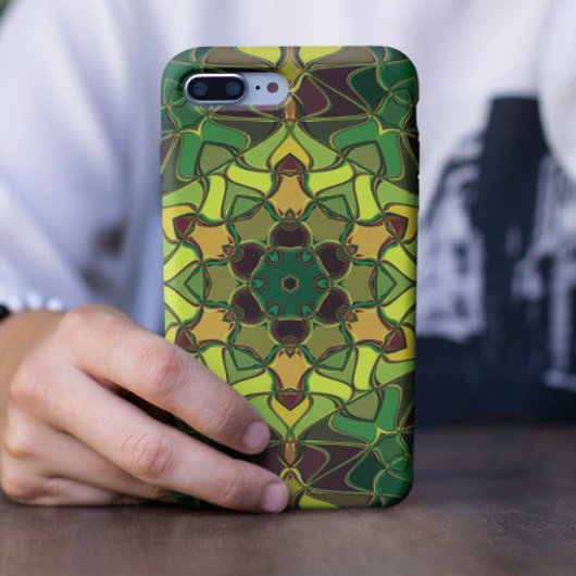 Cartoon Mandala Flower Green Yellow en Oranje Case-Mate iPhone Case