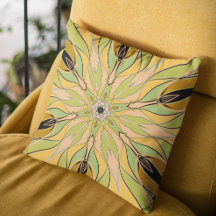 Cartoon Mandala Flower Green Yellow en Oranje