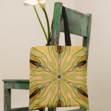 Cartoon Mandala Flower Green Yellow en Oranje