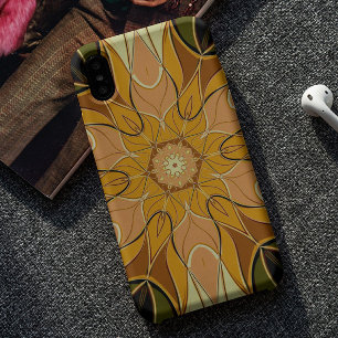 Cartoon Mandala Flower Oranje and Green Case-Mate iPhone Case