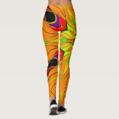 Cartoon Mandala Flower Oranje Green en Red Leggings (Achterkant)