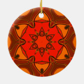 Cartoon Mandala Flower Oranje Keramisch Ornament (Achterkant)