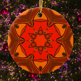 Cartoon Mandala Flower Oranje Keramisch Ornament