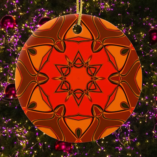 Cartoon Mandala Flower Oranje Keramisch Ornament