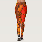 Cartoon Mandala Flower Oranje Leggings (Achterkant)