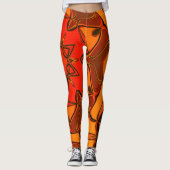 Cartoon Mandala Flower Oranje Leggings (Voorkant)