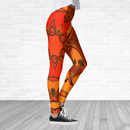 Cartoon Mandala Flower Oranje Leggings