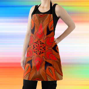Cartoon Mandala Flower Oranje Schort