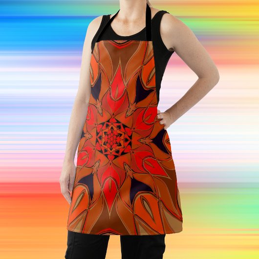 Cartoon Mandala Flower Oranje Schort