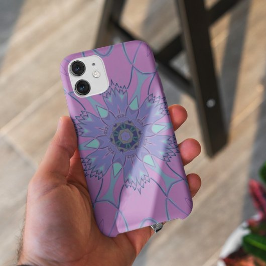 Cartoon Mandala Flower Paars and Blue Case-Mate iPhone Case