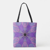 Cartoon Mandala Flower Paars Pink and Blue Tote Bag (Achterkant)