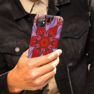 Cartoon Mandala Flower Red Blue en roze Case-Mate iPhone Case