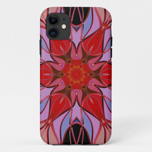 Cartoon Mandala Flower Red Blue en roze Case-Mate iPhone Case (Achterkant)