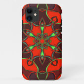 Cartoon Mandala Flower Red en Blauwgroen Case-Mate iPhone Case (Achterkant)