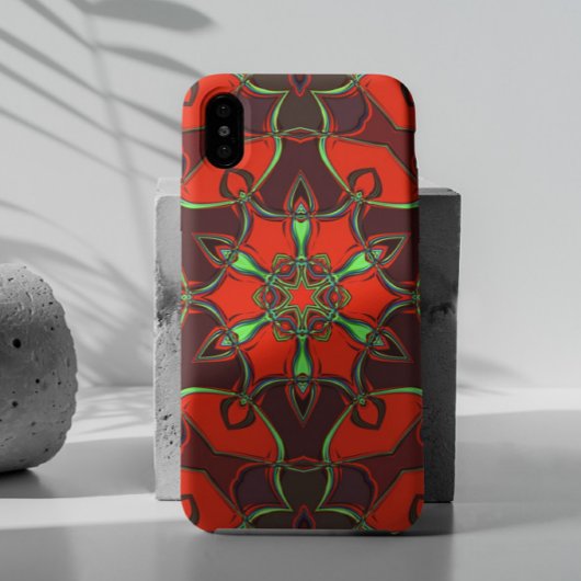 Cartoon Mandala Flower Red en Blauwgroen Case-Mate iPhone Case
