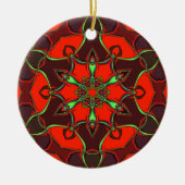 Cartoon Mandala Flower Red en Blauwgroen Keramisch Ornament (Voorkant)