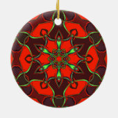 Cartoon Mandala Flower Red en Blauwgroen Keramisch Ornament (Achterkant)
