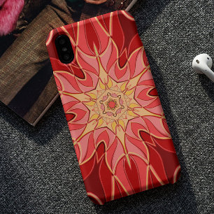 Cartoon Mandala Flower Red en Oranje Case-Mate iPhone Case