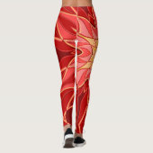 Cartoon Mandala Flower Red en Oranje Leggings (Achterkant)