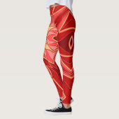 Cartoon Mandala Flower Red en Oranje Leggings (Links)