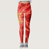 Cartoon Mandala Flower Red en Oranje Leggings (Voorkant)